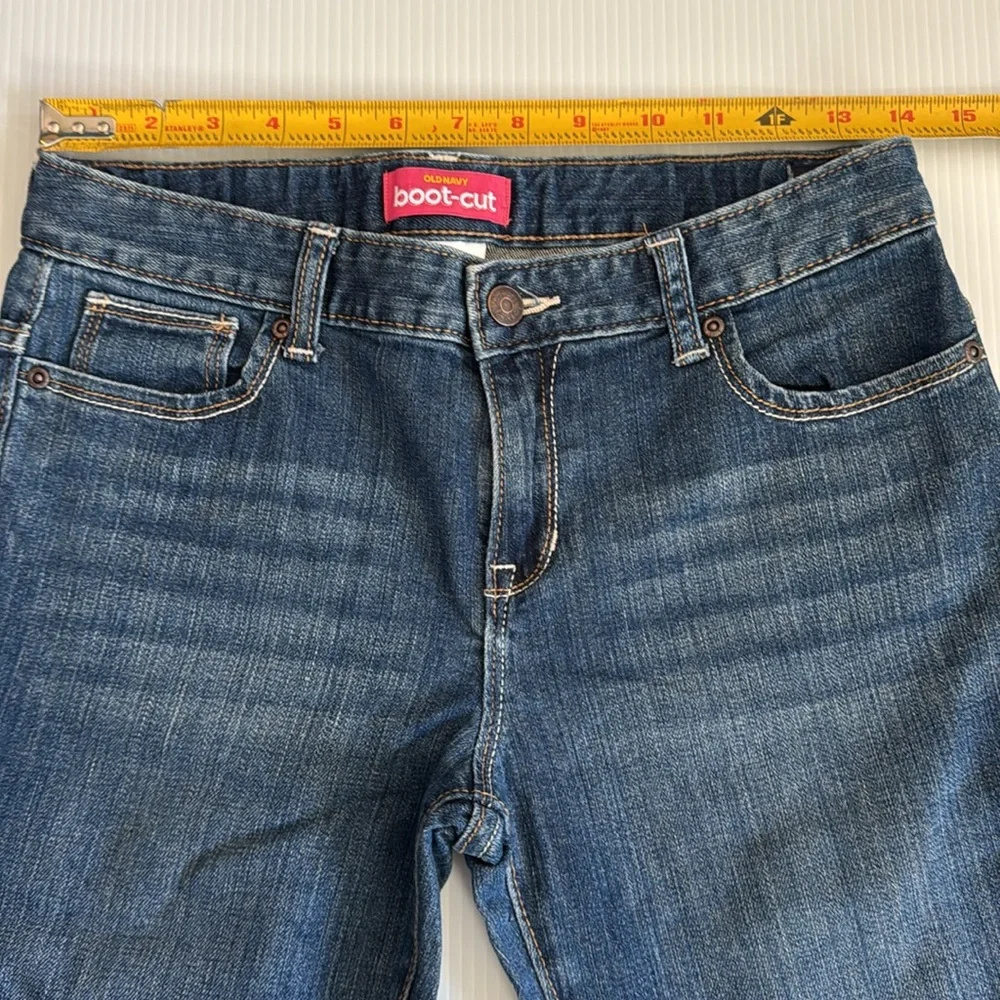 Old Navy bootcut blue jeans.  Girls size 12 plus